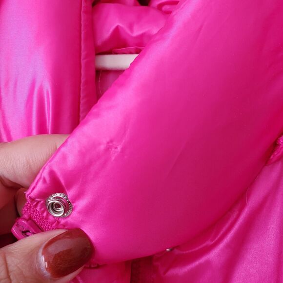 JUSTICE Girls Hot Pink Winter Hooded Puffer Jacket 12 14 Bubblegum Warm Cozy - Picture 3 of 14